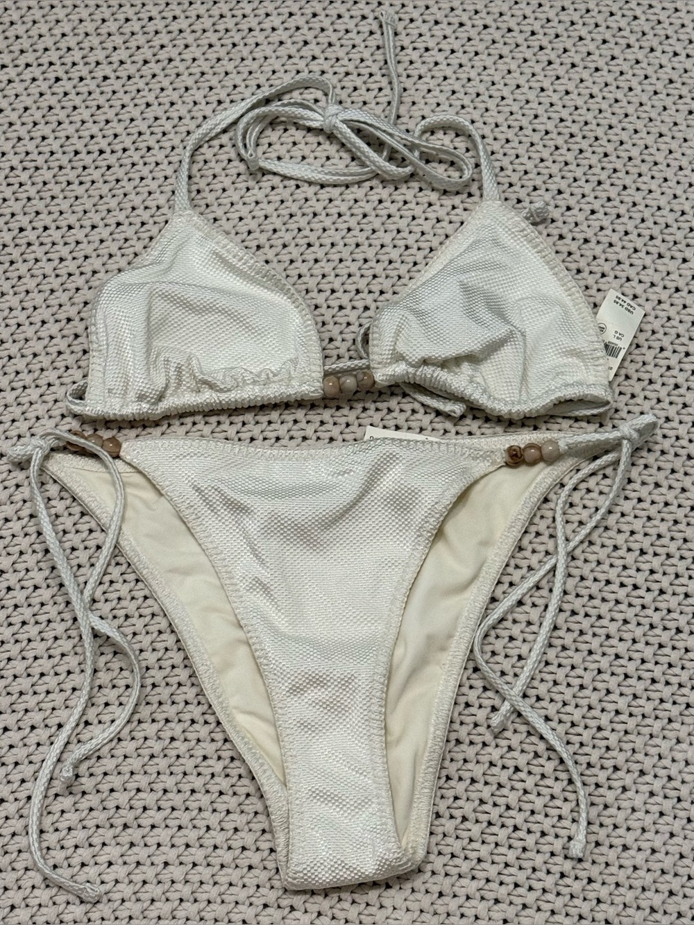 NWT Aerie White Crochet Bikini Set - Size Large